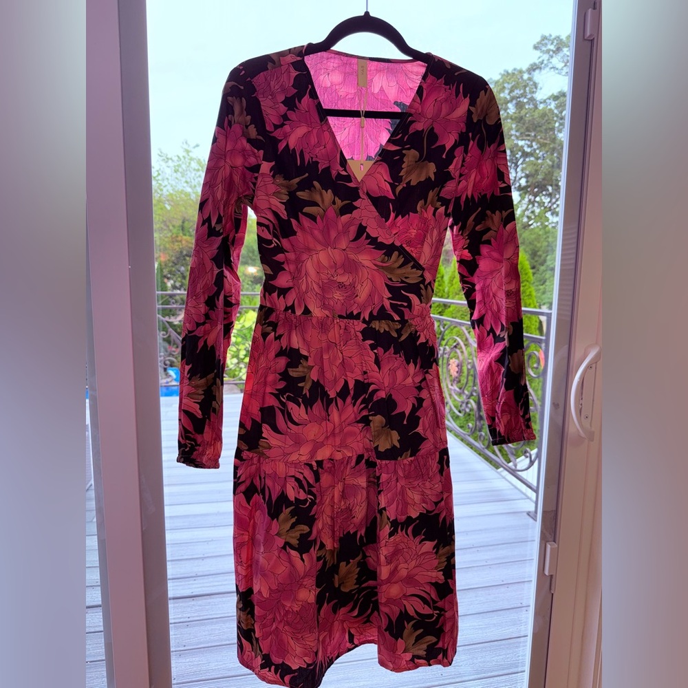 Floral Pink and Black Women's Dress